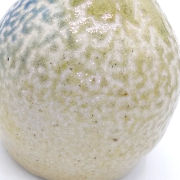 Artisan Hand Thrown Tri tone Textured Dapple Glazed Round Bud Vase Vintage - Picture 7 of 10